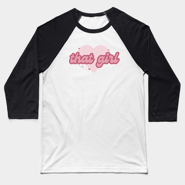 'that girl' print Baseball T-Shirt by twothousands